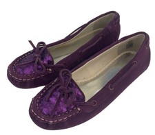 Lands' End Purple Sequin Leather Ballet Flats - Girls' Size 1 - NWOT