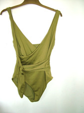 Sage Chartreuse Swimsuit swimming costume 10 Primark deep v front, high  leg
