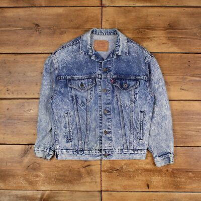Vintage Levi's Jeansjacke M 90s Acid Wash Denim USA Made Blau