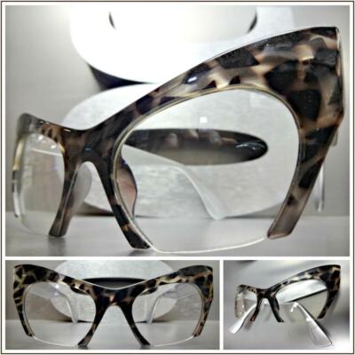 Classy Elegant Exotic Retro Cat Eye Style Clear Lens EYE GLASSES Leopard Frame