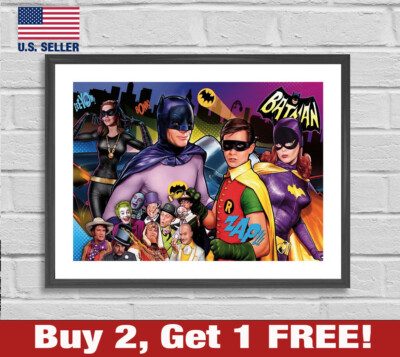 Batman 66 Poster 18'' x24'' Print  Game Room Pinball Retro 1966 West Wall Art