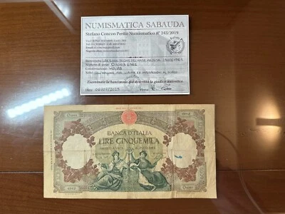 REPUBBLICA LIRE 5000 REGINE DEL MARE MEDUSA 23 3 1961 certificata MB/BB SABAUDA - Bild 1 von 4