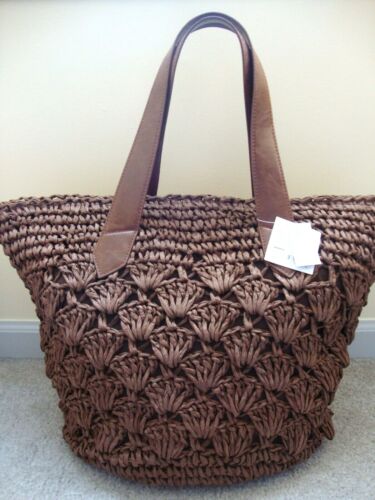 New Croft & Barrow Women's Scallop Straw Shopping Totes Variety Colors - Picture 8 of 13