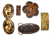 Lot Of 4 Stones Shapes Belt Buckle Filigree Gold Brass  Tone Bergamot  A