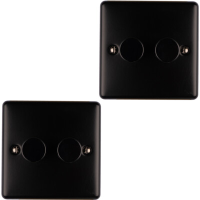 2er Pack 2 Gang 400W LED 2 Wege Dreh Dimmer Schalter MATT SCHWARZ Dimmlicht