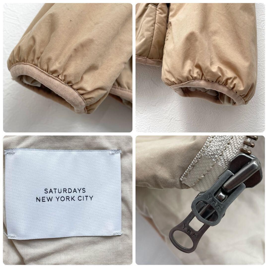 Saturdays New York City zip-up padded jacket, beige, size S so image 4