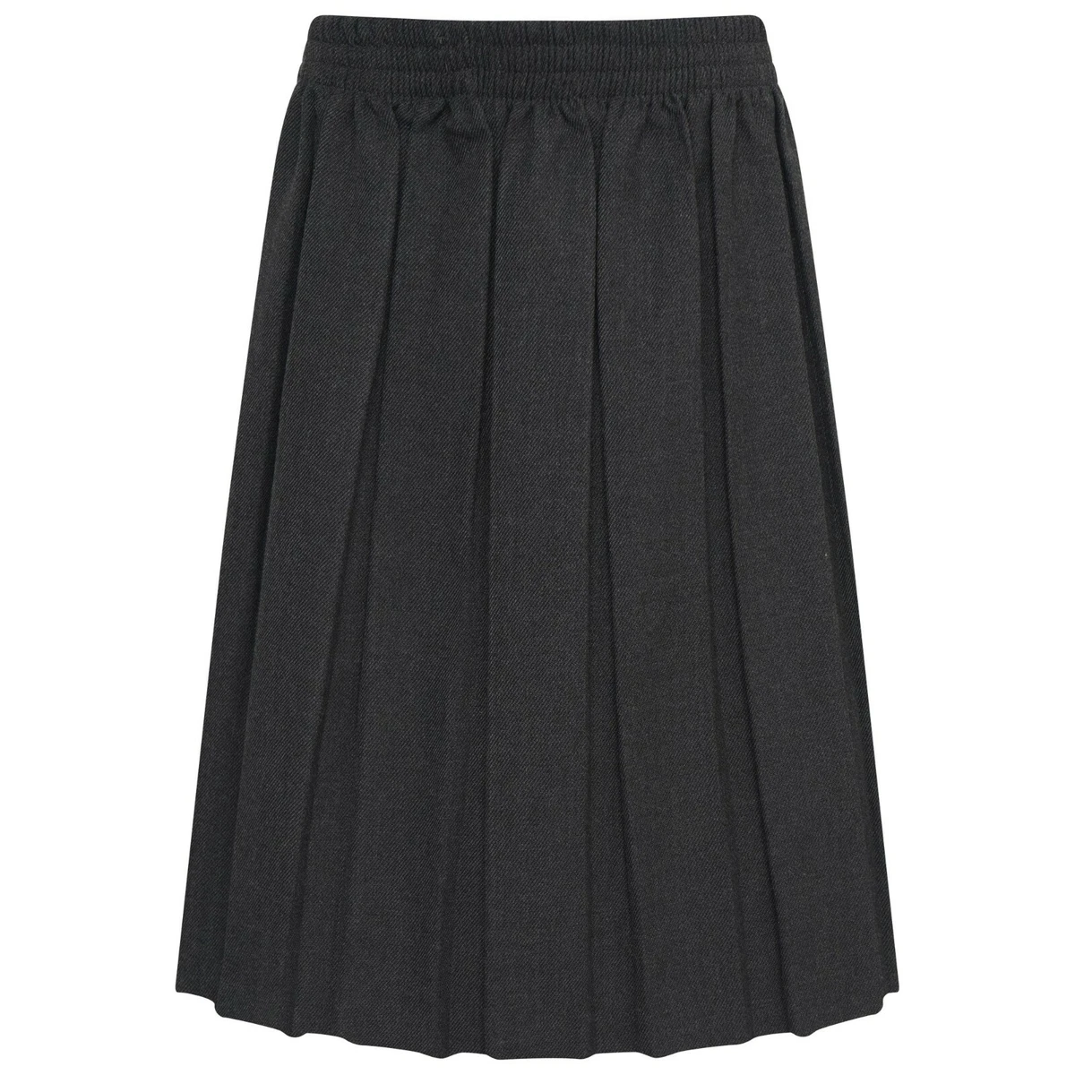 Girls Pleated School Skirts Pull On Uniform Elasticated Waist Grey Black  Navy | eBay