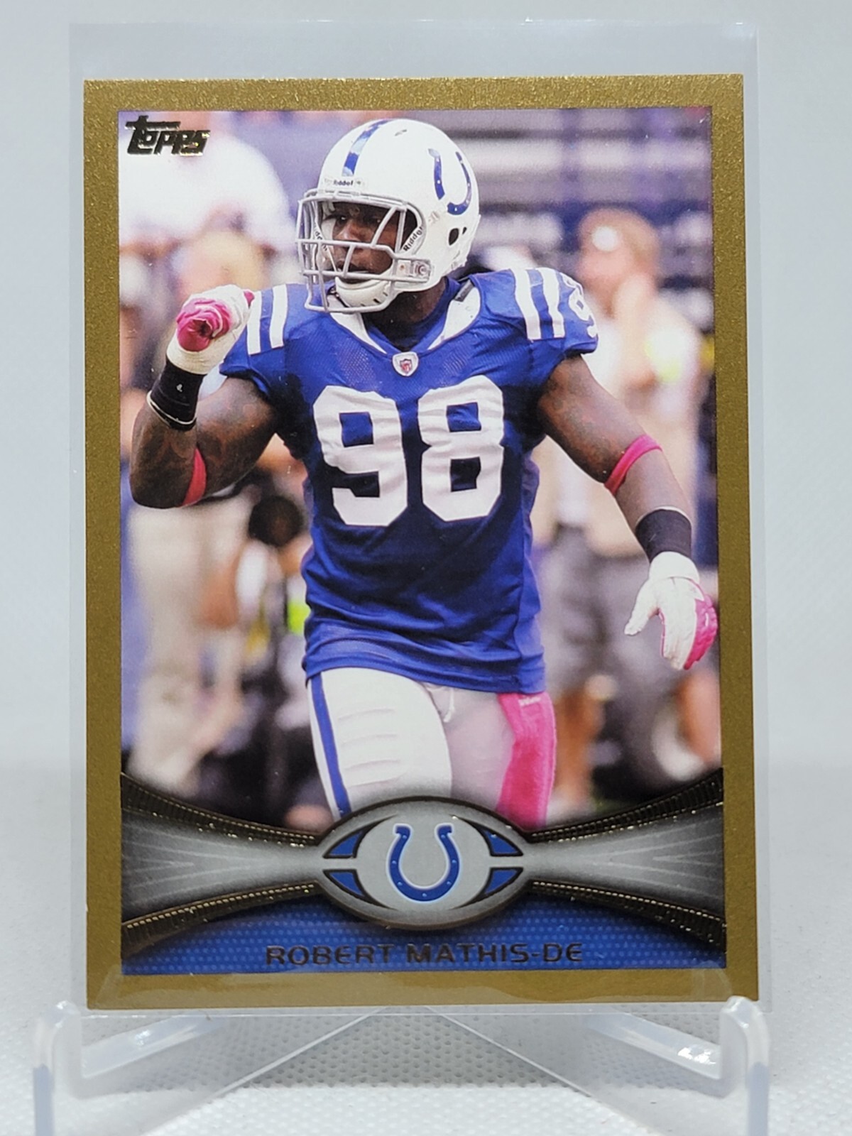 2012 Topps Gold Indianapolis Colts Football Card #123 Robert Mathis /2012 C8H