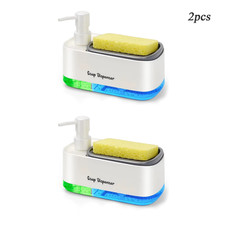Hand and Dish Soap Dispenser Set Detergent Dispenser Sponge Holder 2-In-1 Counte