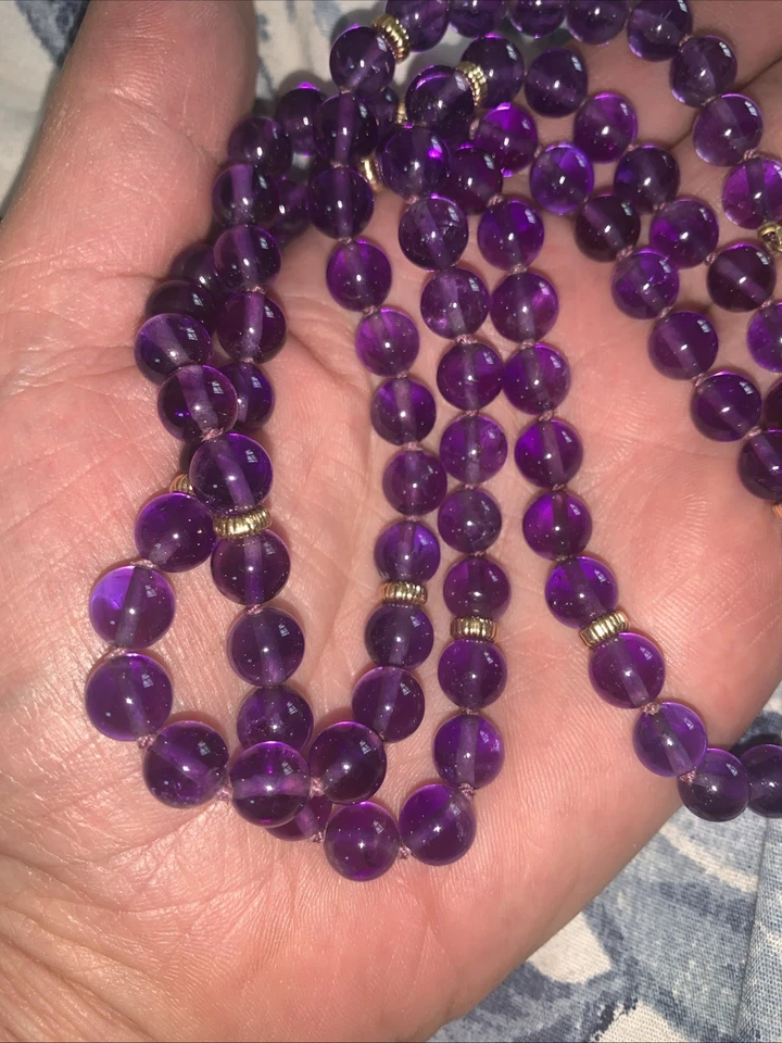 美丽全新 30 英寸正品天然紫水晶和 14KY 金项链 阅读 — 第 3/4 张图片