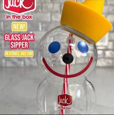 Jack in the Box Jack Drink Cup w/ Straw, Glass. Limited edition. Free shipping