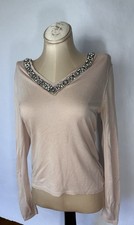 Roberto Cavalli Silk Cashmere Crystal Embellished V Neck Sweater Top S Y2K VTG