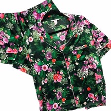 Victoria  s Secret Satin Pajama Set Top Shorts Dark Floral Women  s Sz XL
