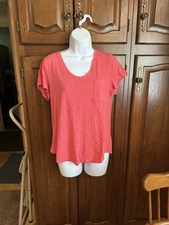 Loft Vintage Wash Melon Pink Tee, Size M