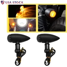 2x Smoked Lens Amber Front Rear Motorcycle Turn Signal Blinker Indicator Light