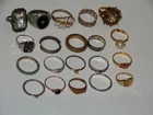 Jewelry Lot Vintage Ring Rings Costume Cocktail Cluster & More Ladies [883D]