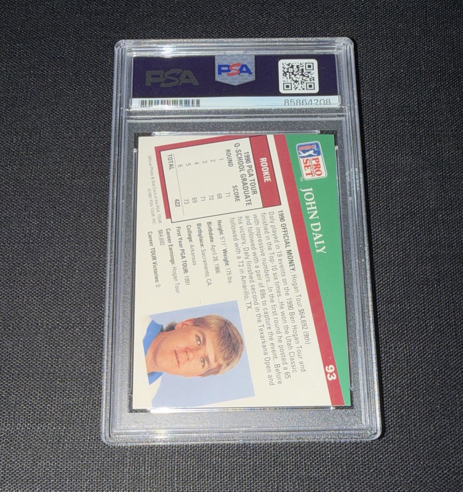 John Daly Signed 1991 Pro Set Rookie Card PSA Auto Bold Golf Legend view 2