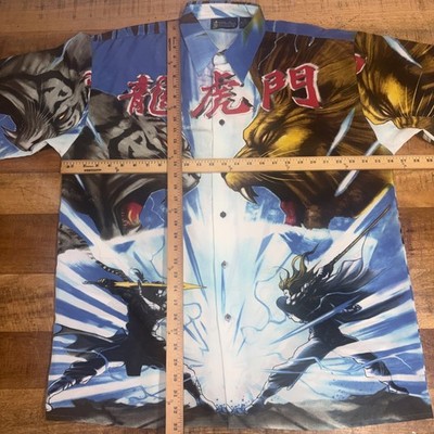 Billion Bay Mens Y2K Button Up Short Sleeve Shirt Bright Anime
