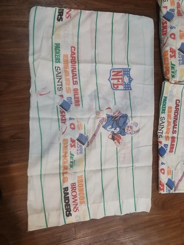  Juego de 3 sábanas gemelas vintage de fútbol americano de la NFL de los años 80 funda de almohada Nestolgia  Foto 3 de 4
