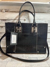 Wilsons Leather All In One Tote/Laptop Black Large Shoulder Bag w/Hanging ID Tag