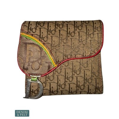 Christian Dior Diorissimo Rasta Canvas Wallet Saddle D Charm Monogram