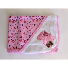 Pekks Hooded Baby Bath Towel for Newborns Pink Printed 3pk