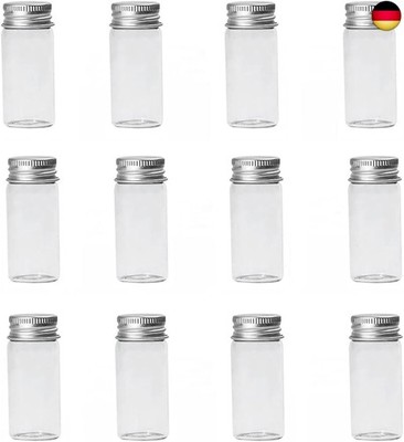 LEEQ 12 pcs Mini Klarglasflaschen - Bonbon Flasche mit