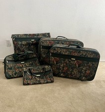 Vintage JAGUAR 5 Piece Matching Luggage Set Floral Tapestry EUC