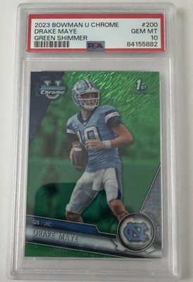 2023 Bowman University Chrome - Drake Maye #200 Green Shimmer Refractor /99 (RC)