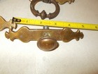 LOT OF Vintage MCM Brass ring pull hardware handle Furniture WITH BACKPLATES — photo 3