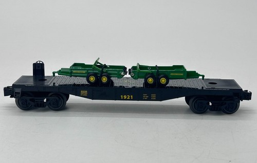 Coche plano Lionel 6-83238 John Deere calibre O con 2 remolques esparcidores en caja | Condition: Used