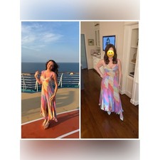Hutch Sequin Bustier Maxi Dress Abstract Rainbow Size 2