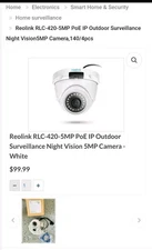 Reolink Security Camera RL-420 5MP Indoor/Outdoor Wired IP Dome Camera - White