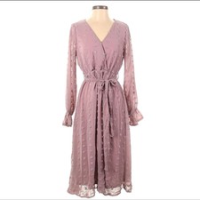 Baltic Born Paisley Blush Swiss Dot Romantic Cottagecore LongSleeve Belted Dress