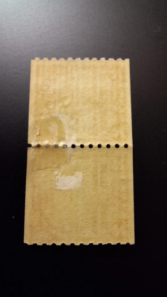 Scott #656, M/F/H, Joint Line Pair , 2 cent, Edison, Carmine Rose, perf 11 - Image 2 of 2