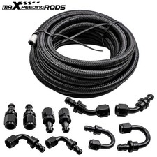 20ft An6 -6an Nylon Braided Oil Fuel Linefittings Hose End Adaptor Kit Black 20ft An6 -6an Nylon Braided Oil Fuel Linefittings Hose End Adaptor Kit Black