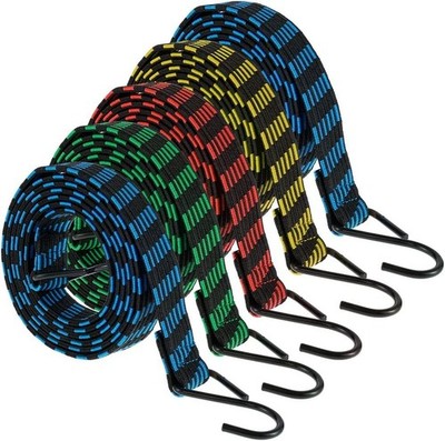 5 Pack Long Bungee Cords with Hooks, Flat Bungee Rope Heavy Duty 77''-84''Inc...