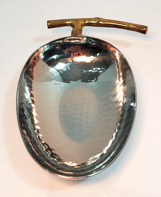 Golden Vine Hammered Stainless Steel Small Nut Bowl/CANDY Dish Silver Gold Stem