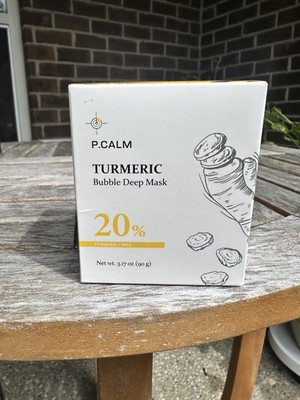 P.CALM Turmeric Bubble Deep Mask for Face Yellow BHA Kaolin Glycerin 3.17 oz
