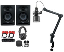 Pair Presonus Studio 4 Active 4.5" Studio Monitors Interface Mic Headphones Boom