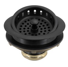 D214-62 3-1/2" Post Style Large Kitchen Sink Basket Strainer, Matte Black
