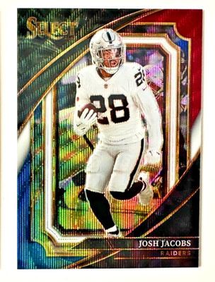 2022 Panini Select Josh Jacobs RED WHITE BLUE Wave Prizm Card /149 Suite Raiders