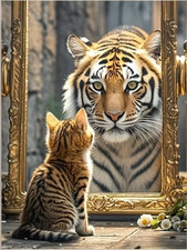 KITTEN  TIGER 15 Colors Diamond Painting Full Canvas Kit  11.8"x15.7" 30X40 cm