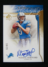 2009 SP AUTHENTIC MATTHEW STAFFORD GOLD CHIROGRAPHY RC ON CARD AUTO # 18/25