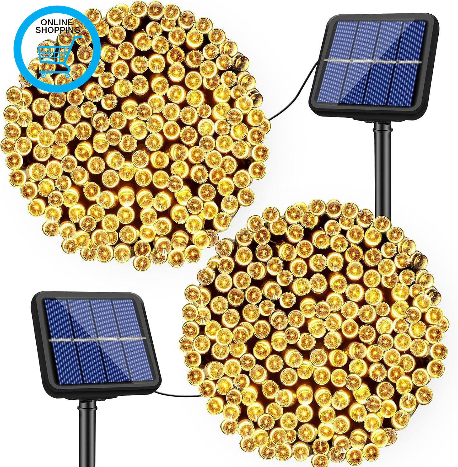 2 Pack Solar String Lights Outdoor Garden, 2X12M 120LED Fairy Lights Solar Power