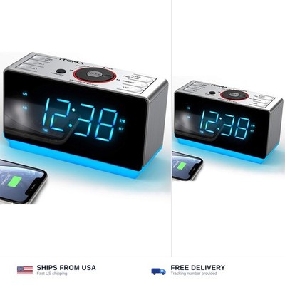 iTOMA Alarm Clock Radio with Bluetooth Speaker, FM Radio, Dual Alarm with Sno...