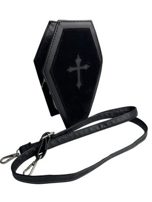 Black Coffin Purse Crossbody Halloween Spirit Cross Undead Gothic Vampire Dead
