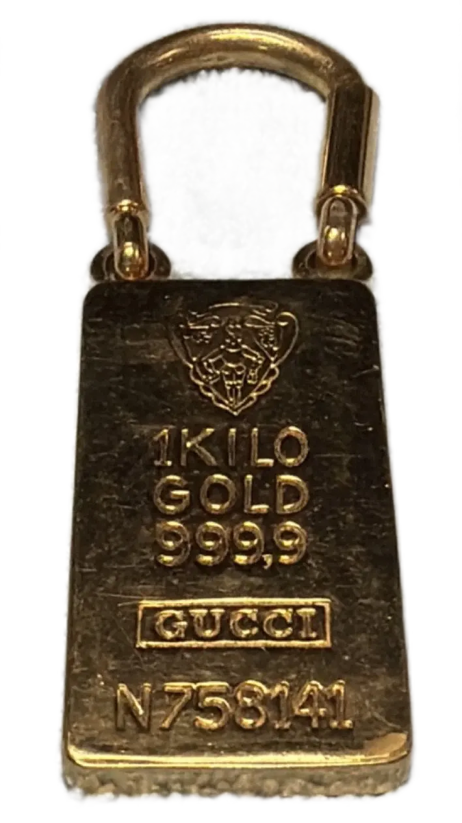 Deluxe Vintage Gucci Italy Gold Bar Ingot luggage Keyring Key Tag