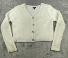 Art Class Cardigan Sweater Girls XL 14-16 White Button Up Cropped Preowned