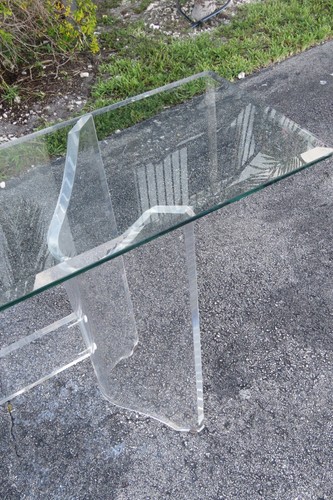 Mid Century Modern Lucite Glass Top Console Table 3599 - Picture 12 of 12